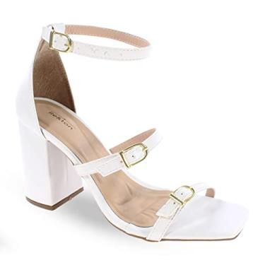 Imagem de Sandália Re&ton Salto Bloco Feminina BL4 Cor:Branco;Tamanho:35