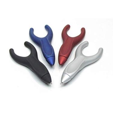 Imagem de PenAgain Ergosof, conjunto de 4 canetas esferográficas: preto, prata, vermelho e azul (embalada individualmente com dois refis de tinta preta por caneta)