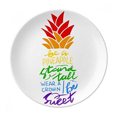 Imagem de Abacaxi LGBT Bandeira do arco-íris Placa decorativa de porcelana Salver Prato de jantar