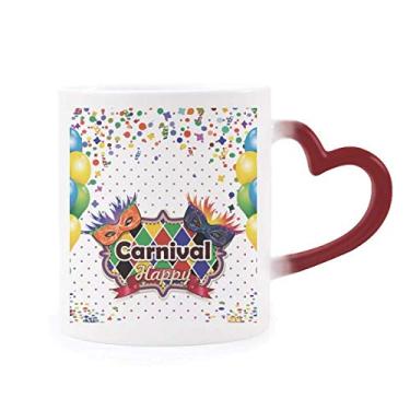 Imagem de Caneca sensível ao calor com cabeça de balão feliz Carnaval de Veneza, Canecas Divertidas, copo de grés que muda de cor vermelha