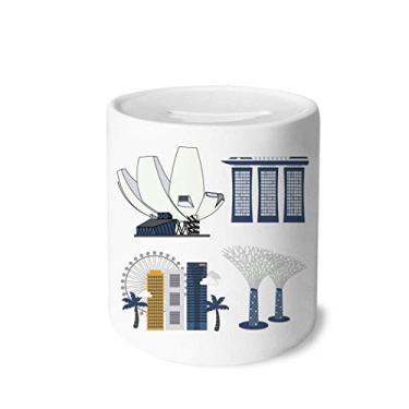 Imagem de DIYthinker Caixa de moedas de cerâmica Singapura com pontos famosos