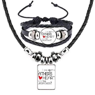 Imagem de Colar de couro I Can Melt My Father's Heart Best Papa Love conjunto de joias