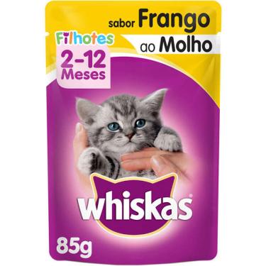 Imagem de Ração Úmida Whiskas Sachê Frango ao Molho para Gatos Filhotes - 85 g
