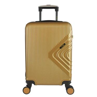 Imagem de Mala de Bordo Abs para Viagem Yins Cleopátra Cadeado Integrado Rodas Duplas Giro 360 Dourado