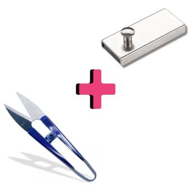 Imagem de Kit Tesoura De Arremate 10,6 Cm S-701 BER Mais Guia Ima Magnético Reto com Puxador para Maquina de Costura Reto