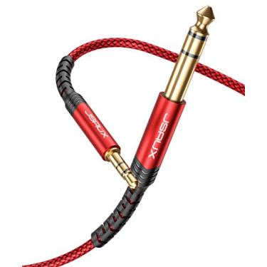 Imagem de JSAUX Cabo de áudio estéreo de 1/4 a 1/8 6M 6,35 mm macho de 1/10.2 cm para 3,5 mm 1/20.3 cm macho TRS conector de áudio estéreo bidirecional de 6 m para guitarra, iPod, laptop, dispositivos de home