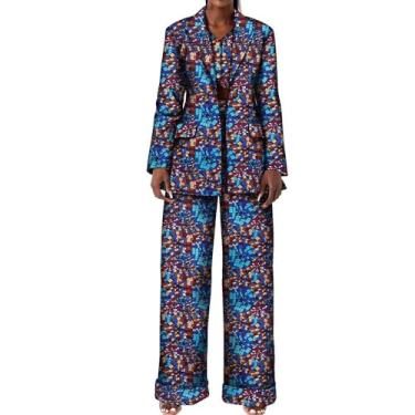 Imagem de Ternos africanos para mulheres, blazer com estampa africana, casaco e calça comprida, T1, XXG