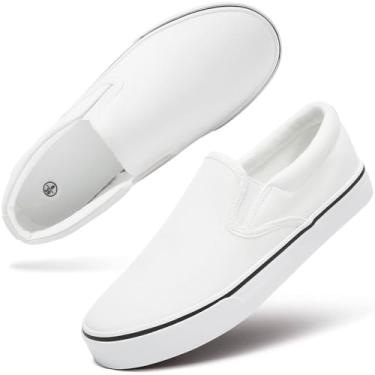 Imagem de Sapatos femininos de lona, mocassins, antiderrapantes, sapatos casuais de cano baixo, Branco, 37