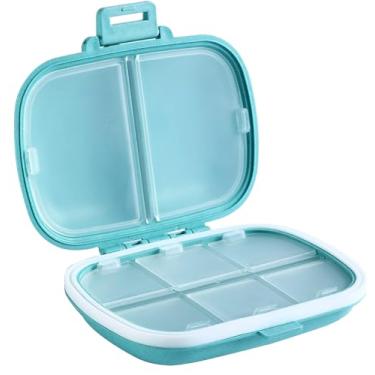 Imagem de Holii Organizador de comprimidos de viagem, estojo de comprimidos portátil com 8 compartimentos, caixa de comprimidos diária para guardar vitaminas, pequeno recipiente para comprimidos para