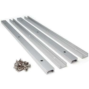 Imagem de Zeberoxyz 4 peças de 400 mm/400 mm/40.6 cm deslizante de trilho em T de alumínio com parafusos perfil de corte duplo universal com furos de montagem pré-perfurados para marcenaria e braçadeiras