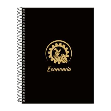 Imagem de Caderno Universitário Espiral 15 Matérias Profissões Economia (Preto e Gold)