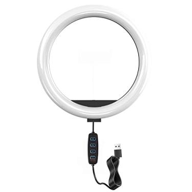 Imagem de Anel de luz LED 35,5 cm 360 acessórios para cabine de fotos, para transmissão ao vivo e vídeo do YouTube, anel de maquiagem de mesa regulável para fotografia, fotografia com 3 modos de luz e 10 níveis de brilho