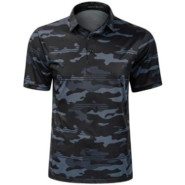 Imagem de TAPULCO Camisetas polo masculinas de secagem rápida, padrão de camuflagem, desempenho atlético, leve, respirável, casual, golfe, Polo preto camuflado 01, XXG