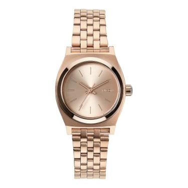 Imagem de Nixon Relógio feminino pequeno de aço inoxidável, Tom dourado rosa, One Size, Caixa de tempo pequeno