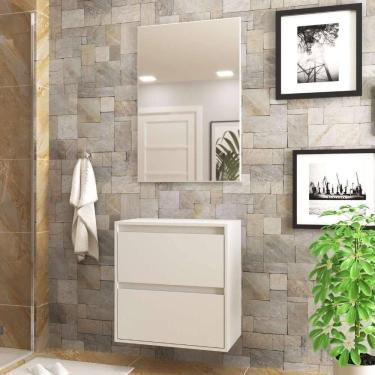 Imagem de Gabinete Para Banheiro Com Espelheira 60cm Mdf Branco Dubai - On Móveis