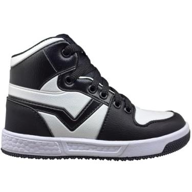 Imagem de Tênis Infantil Masculino Preto e Branco Cano Alto Skate (Preto/Branco, BR, Criança de 9 a 12 anos, Numérico, 25)