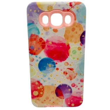 Imagem de Capa Celular Compatível com Samsung Galaxy J7 Metal 2016 SM-J710 Com Suport Para Dedos (Abstract Colors)