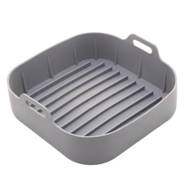 Imagem de Forma Quadrada de Silicone para Air Fryer Cinza 20cm