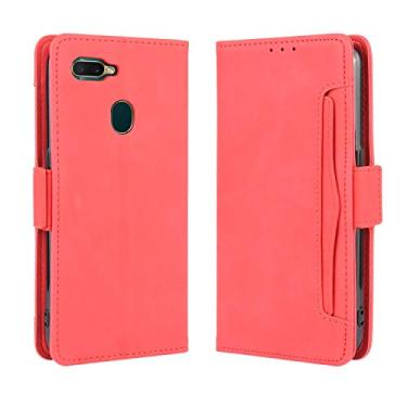 Imagem de Capa com compartimento para cartão para Oppo A5S/AX5S, capa flip de couro para Oppo A5S/AX5S, capa magnética retrô para celular, capa carteira com compartimentos para cartões