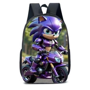 Imagem de MOCHILA ESCOLA INFANTIL JUVENIL ANIME SONIC ROXO DE MOTO-Unissex