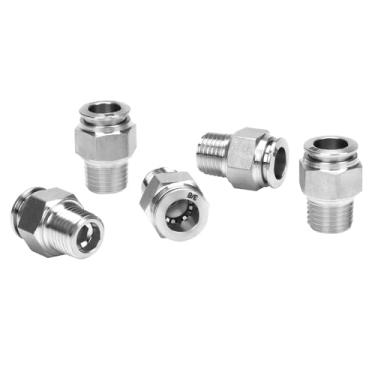 Imagem de DERPIPE Encaixe Push to Connect - Aço Inoxidável 304 macho reto 3/20.3 cm Tubo OD x 1/10.2 cm NPT Rosca Pneumática Push Lock Fitting (pacote com 5)