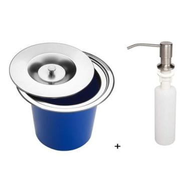 Imagem de Kit Lixeira de Embutir 5 Litros Inox para Pia, Bancada ou Cuba Cozinha