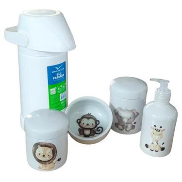 Imagem de Kit higiene bebê safari 5 Pçs-Garrafa Pressão - TP Porcelana - Antilop