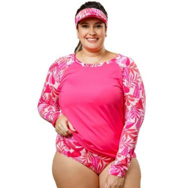 Imagem de Conjunto Plus Size 3 Peças Blusa UV + Calcinha Hotpant + Viseira Prote