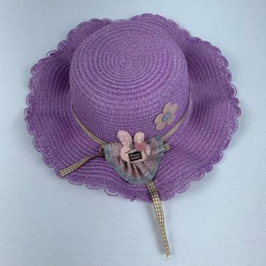 Imagem de Chapéu De Palha Sintética Infantil Moda Praia Com Coelhinho Com Elásti