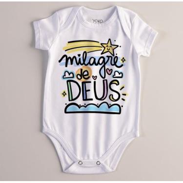 Imagem de Body 100% bebe frases milagre de deus - Pedaço de Pano Baby, 1