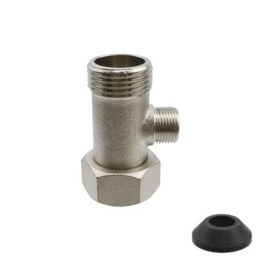 Imagem de Dnyta Adaptador Bidet T Válvula de parada de ângulo de latão válvula de compressão em T adaptador de 3 vias para torneira de bidê de vaso sanitário