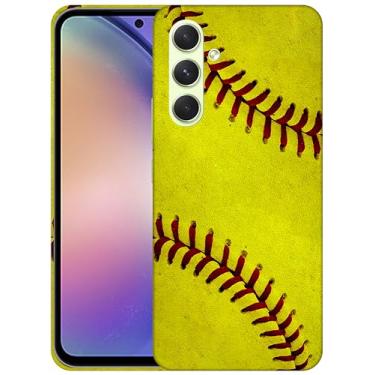 Imagem de SM Cases Capa para Samsung Galaxy A54 5G - Capa de plástico rígido com design impresso em 3D Softball para Samsung Galaxy A54 5G. Branco