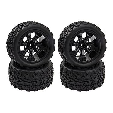 Imagem de HIRCQOO Cubo de 12 mm 4,64 polegadas OD pneus de borracha e aro de roda com espuma compatível com escala 1/10 Traxxas Slash HPI HSP Volcano ExceedRC Infinitive Off-Road Car Monster Truck (estilo 1)