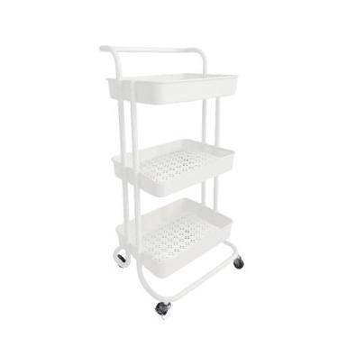 Imagem de Carrinho Multiuso 3 Prateleiras com Rodinhas - Branco Organização em M