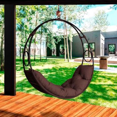 Imagem de Cadeira Balanço Suspenso Lua Em Corda Náutica Marrom/marrom