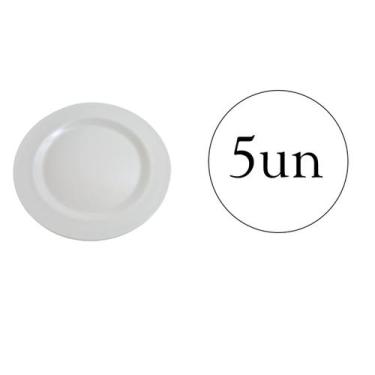 Imagem de Prato Redondo de Melanina Branco linha Luxo 22cm- Kit 5un -  ARCÓLOR, 