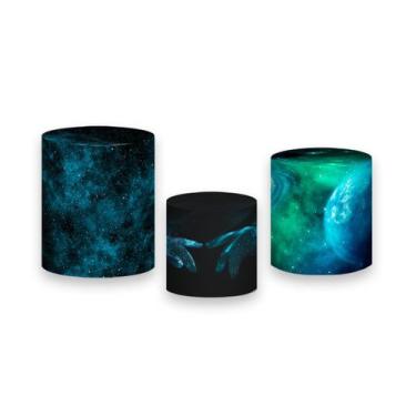 Imagem de Trio De Capa Cilindro - Galáxia Universo Azul e Verde 002 - Via Cores