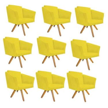 Imagem de Kit 09 Poltrona Cadeira Decorativa  Win Base Giratória Sala de Estar R