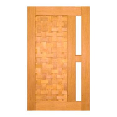 Imagem de Porta de Madeira Couro Trançado p/Vidro Maciça Cedro Arana Casmavi, 90