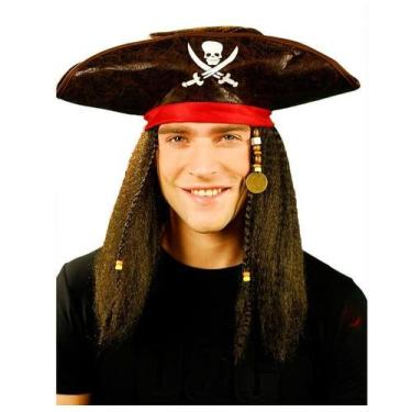 Imagem de Chapéu Pirata com Cabelo Adulto - Sulamericana, Unica, U