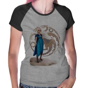 Imagem de Baby Look Raglan Daenerys Targaryen Art - Foca na Moda, Cinza, Preto, 