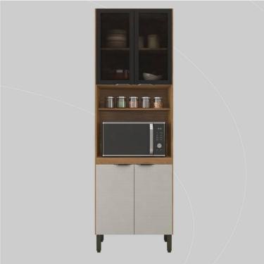 Imagem de Paneleiro | 2 Portas Vidro Fumê Firenze Amêndola Touch/Nude Prime TX