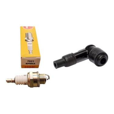 Imagem de Kit Vela Ngk Curta Bpm6a E Cachimbo Bike Motorizada Mobilete