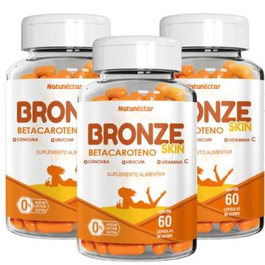 Imagem de Kit Combo 03 UND Bronze Skin Betacaroteno Urucum 180 Cápsulas Bronzeam