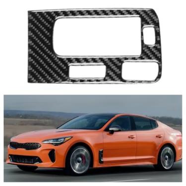 Imagem de IKUESM compatível com Kia Stinger 2019 2020 2021 2022 2023 carro fibra de carbono engate shifter painel guarnição preto/vermelho 1pcs/conjunto((Black)-R)