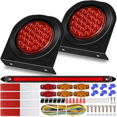 Imagem de RONSTA Kit de luzes LED de barco redondo de cavalo de 10 cm com suportes de montagem, barra de luz e fiação, luzes marcadoras laterais superbrilhantes à prova d'água para barco, trailer, caminhão,