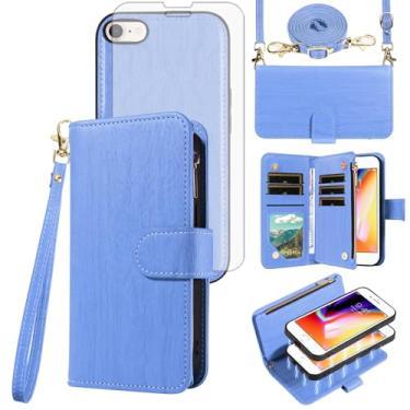 Imagem de Asuwish Capa de celular para iPhone 7/8/SE 2020/2022 carteira com zíper com protetor de tela e suporte para cartão iPhone7 iPhone8 7s 8s i SE2020 SE2022 2/2nd/3/3ª geração SE2 SE3 7SE 8SE feminina