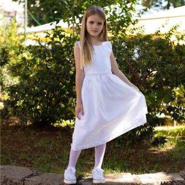 Imagem de REF2244 Vestido Branco Infantil  Festa Daminha de honra aniversario Tu