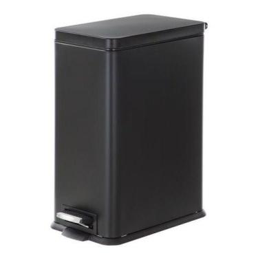 Imagem de Lixeira Retangular Com Pedal Slim Inox 5 Litros Preto Fosco - SOLLUX