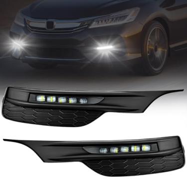 Imagem de OKSIWA Faróis de neblina de LED para Honda Accord Sedan 4DR 2016 2017, substituição do conjunto da lâmpada de neblina do para-choque dianteiro com interruptor, chicote de fios e capas de bisel